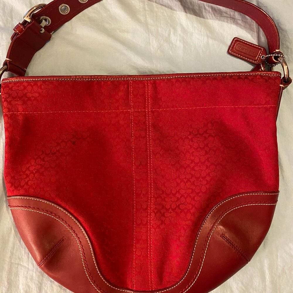Vintage Coach Soho Signature Hobo Purse Red